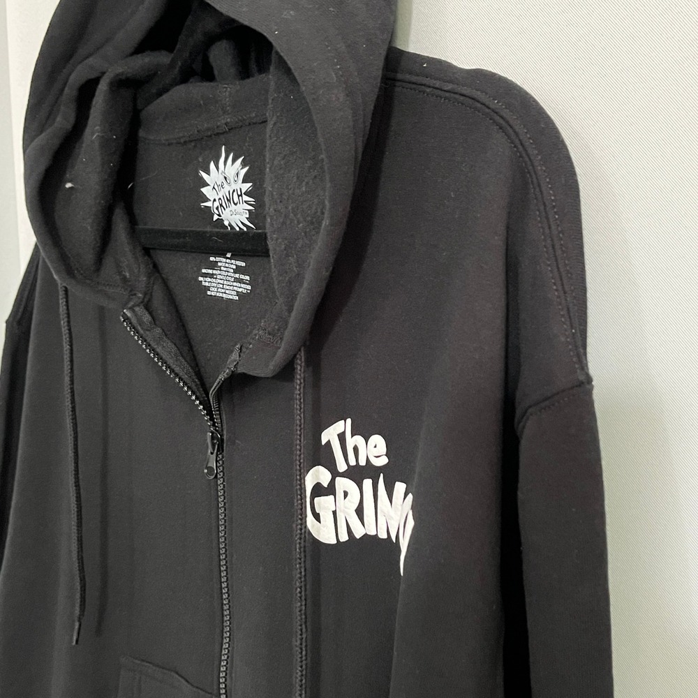 The Grinch Zip Hoodie Womens M Black Pink Graphic 2023 Christmas Dr Seuss Fleece - Picture 10 of 11
